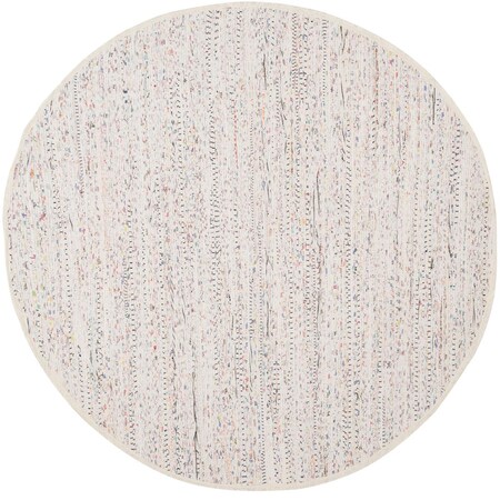 Safavieh 7 x 7 ft. Rag Rug Flat Weave Round Area Rug; Ivory & Multi Color RAR121G-7R